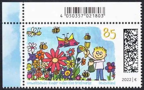 BUND 2022 Michel-# 3701 postfrisch EINZELMARKE ECKRAND oben links