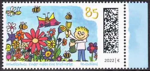 BUND 2022 Michel-# 3701 postfrisch EINZELMARKE RAND rechts (b)