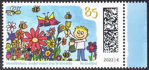 BUND 2022 Michel-# 3701 postfrisch EINZELMARKE RAND rechts (c)