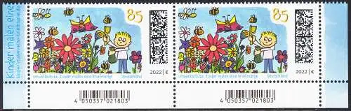 BUND 2022 Michel-# 3701 postfrisch horiz.PAAR ECKRÄNDER oben rechts/links