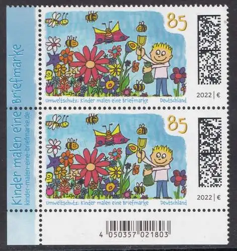 BUND 2022 Michel-# 3701 postfrisch vert.PAAR ECKRAND unten links