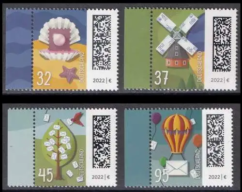 BUND 2022 Michel-# 3702-3705 postfrisch SATZ(4) EINZELMARKEN RÄNDER links (a)