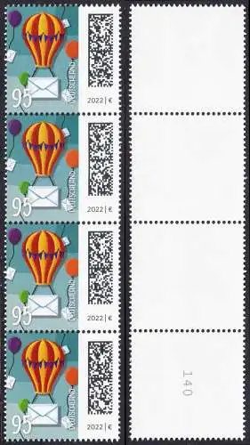 BUND 2022 Michel-# 3705 postfrisch vert.STRIP(4) (coils)