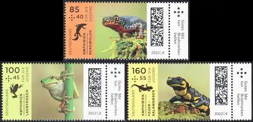 BUND 2022 Michel-# 3706-3708 postfrisch SATZ(3) EINZELMARKEN RÄNDER rechts