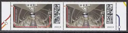 BUND 2022 Michel-# 3709 postfrisch horiz.PAAR RÄNDER rechts/links (a)