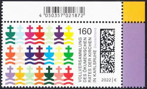 BUND 2022 Michel-# 3710 postfrisch EINZELMARKE ECKRAND oben rechts