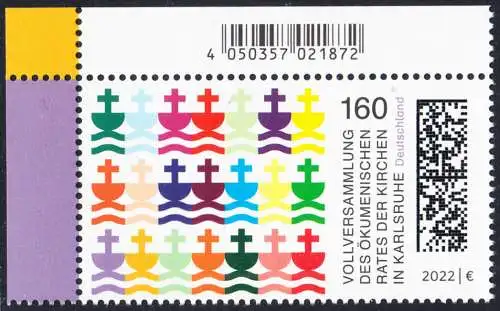 BUND 2022 Michel-# 3710 postfrisch EINZELMARKE ECKRAND oben links