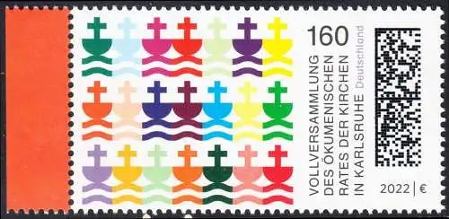 BUND 2022 Michel-# 3710 postfrisch EINZELMARKE RAND links (a)