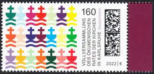 BUND 2022 Michel-# 3710 postfrisch EINZELMARKE RAND rechts (b)