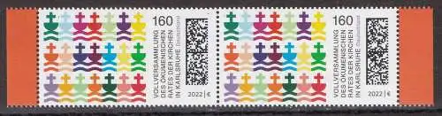 BUND 2022 Michel-# 3710 postfrisch horiz.PAAR RÄNDER rechts/links (a)