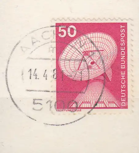 hc000.138 - Bund Mi.Nr. 851 o, auf Ak - Ausschnitt, Stempel Aachen