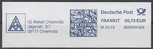af005 - Deutschland FRANKIT 4D09001826, 2016, IG Metall Chemnitz