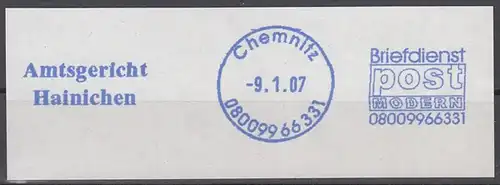 af011 - Deutschland AFS, Briefdienst Post Modern, Chemnitz 2007, Amtsgericht Hainichen