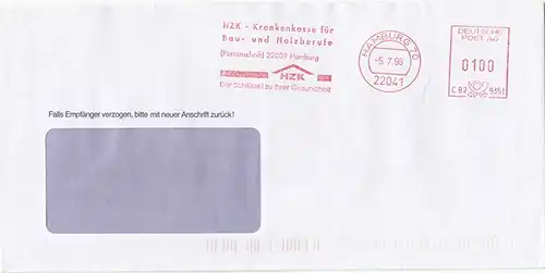 br000.012 - Deutschland AFS C829351, Hamburg 1996, HZK - Krankenkasse für Bau- und Holzberufe