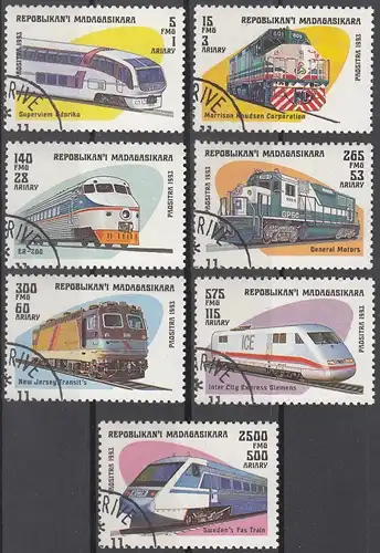 hc000.551 - Madagaskar Mi.Nr. 1562/68 o, Lokomotiven
