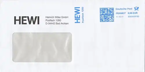 br000.055 - Deutschland FRANKIT 3D03000F6D, 2011, HEWI Heinrich Wilke GmbH Bad Arolsen