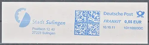 af039 - Deutschland FRANKIT 1D110003DC, 2011, Stadt Sulingen