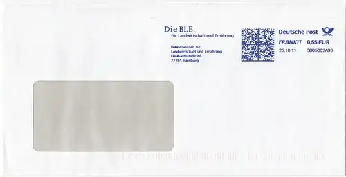br000.082 - Deutschland FRANKIT 3D05002A93, 2011, Die BLE Bundesanstalt für Landwirtschaft und Ernährung