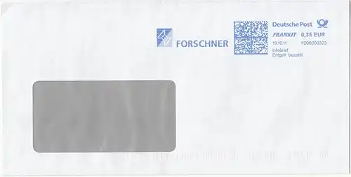 br000.115 - Deutschland FRANKIT 1D06000323, 2011, Infobrief, Entgelt bezahlt, FORSCHNER