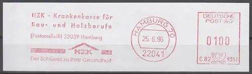 af058 - Deutschland AFS C829351, Hamburg 1996, HZK - Krankenkasse für Bau- und Holzberufe