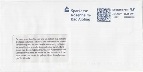 br000.181 - Deutschland FRANKIT 4D0600076C, 2011, Sparkasse Rosenheim - Bad Aibling