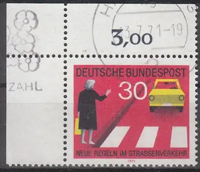 hc001.086 - Bund Mi.Nr. 673 o, Eckrand oben links, Stempel Hamburg