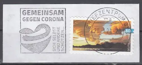 s23 - Bund Mi.Nr. 3531 mit MWSt Gemeinsam gegen Corona, BZ 03, auf Briefausschnittt