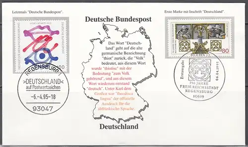s26 - Bund Mi.Nr. 1786 + 1789 jeweils mit ESST , Beleg Deutsche Bundespost und Deutschland auf Briefmarken