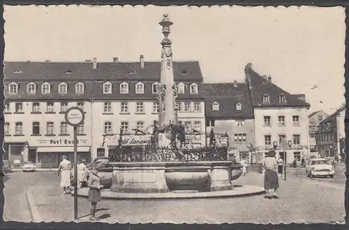 [Echtfotokarte schwarz/weiß] ak4 - Saarbrücken, St. Johanner Markt