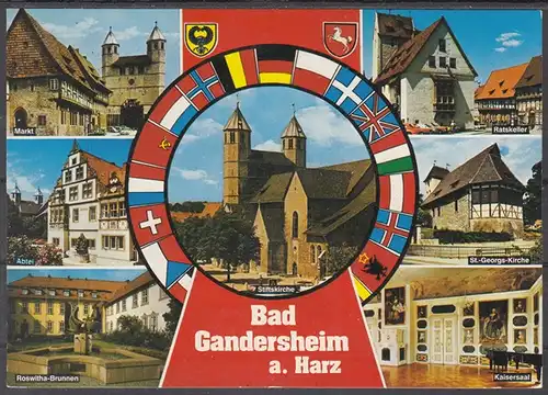 [Echtfotokarte farbig] ak27 - Bad Gandersheim am Harz, Mehrbildkarte - 7 Ansichten