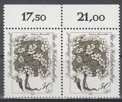 hc001.102 - Bund Mi.Nr. 1188 **, waagerechtes Paar vom Oberrand mit RWZ