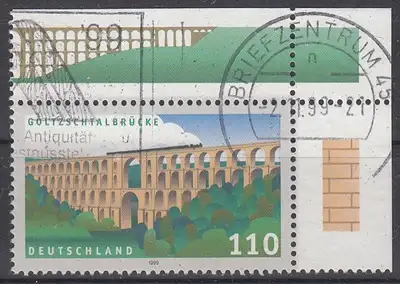 hc001.364 - Bund Mi.Nr. 1954 o vom Eckrand oben rechts mit Stempel Briefzentrum 45