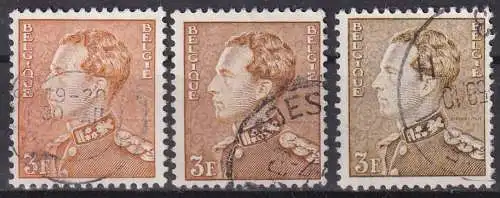 hc001.560 - Belgien 3 x Mi.Nr. 900B o, verschiedene Farbtöne