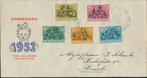 Niederlande Brief 601-605 Voor het Kind als FDC echt gelaufen