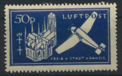 Danzig 271 b Einzelmarke Block 2 Flupost Luxus postfrisch MNH Kat,-Wert 6,50