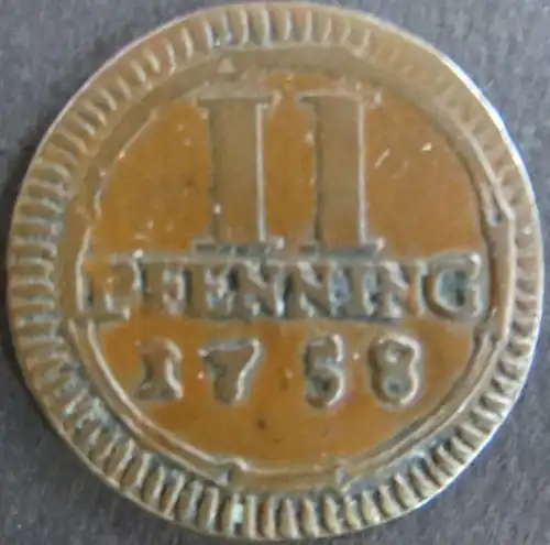 Münze Münster Landstadt 1758 - II Pfennig Behelmtes Stadtwappen vz