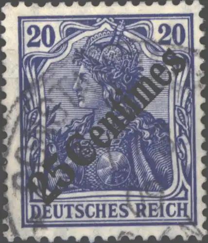 Deutsche Post Türkei 50 Germania 25 Centimes 1908 DAP Kolonien gestempelt