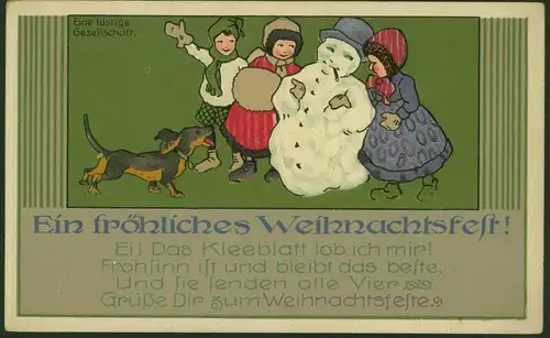 Ansichtskarte Weihnachten Art - Deco Künstler - Prägekarte Kleeblatt 20er Jahre