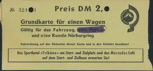 Ticket Gutschein Eintrittskarte 1 Runde Nürburgring + Fahrordnung Auto Rennsport