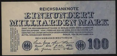 Deutsches Reich Geldschein Reichsbanknote Infla 123 26.10.1923 - I.
