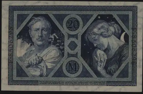 Geldschein Reichsbanknote 20 Mark 53 4.11.1915 I. dazu Vignette