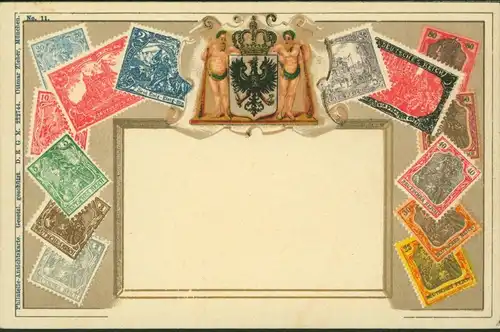 Ansichtskarte Briefmarken Philatelie Wappen Deutsches Reich Germania