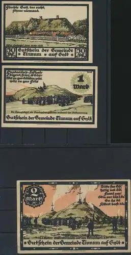 Notgeld Banknoten Schleswig Holstein 3 Scheine Tinnum auf Sylt 0,50 1 und 2 Mark