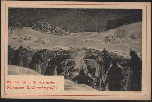 Ansichtskarte Weihnachten I. WK im Schützengraben