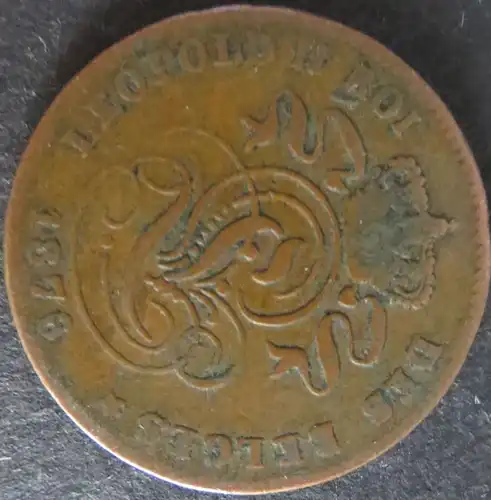 Münze Belgien Belgium 2 Centimes 1876 schön F