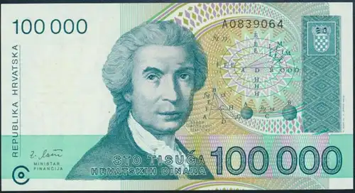 Geldschein Banknote Kroatien Croatia 1000000 Dinara 1993 bankrisch UNC P-27
