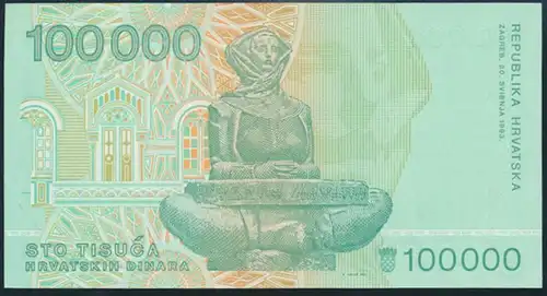 Geldschein Banknote Kroatien Croatia 1000000 Dinara 1993 bankrisch UNC P-27