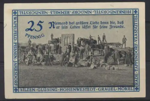Geldschein Banknote Notgeld HOHENWESTEDT Schleswig 50 Pf Ehrenmal Kirchenspiels