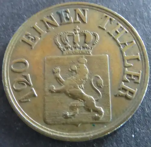 Münze Hessen-Kassel 1859 - 120 Einen Thaler Gekröntes Wappen Kupfer ss