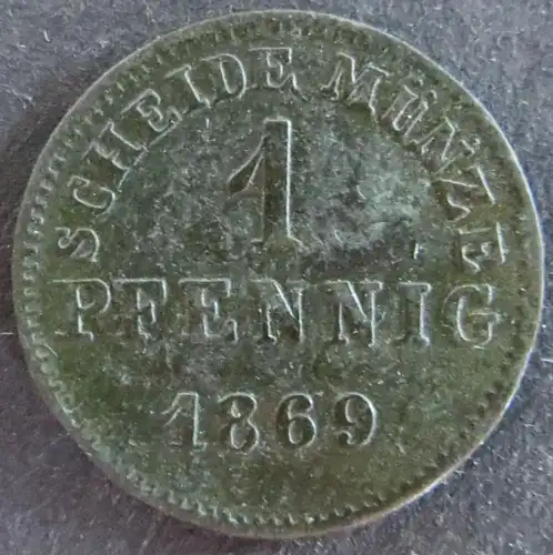 Münze Großherzogtum Hessen 1 Pfennig 1869 sehr schön VF AKS: 131